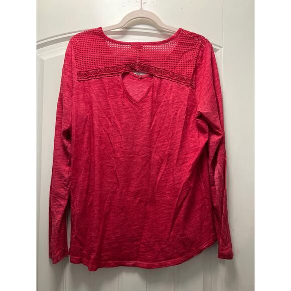Tribal‎ Jeans Women’s Long Sleeve Cotton Cutaway Back Pullover Top Size S Red - Picture 3 of 3